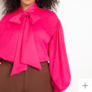 NWT ELOQUII 26W Bow Blouse High Lo Hem